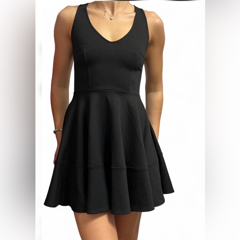 Aqua Black V-Neck Mini Dress